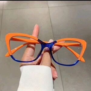 Orange & Blue Cat-Eye Women's Fashion Glasses